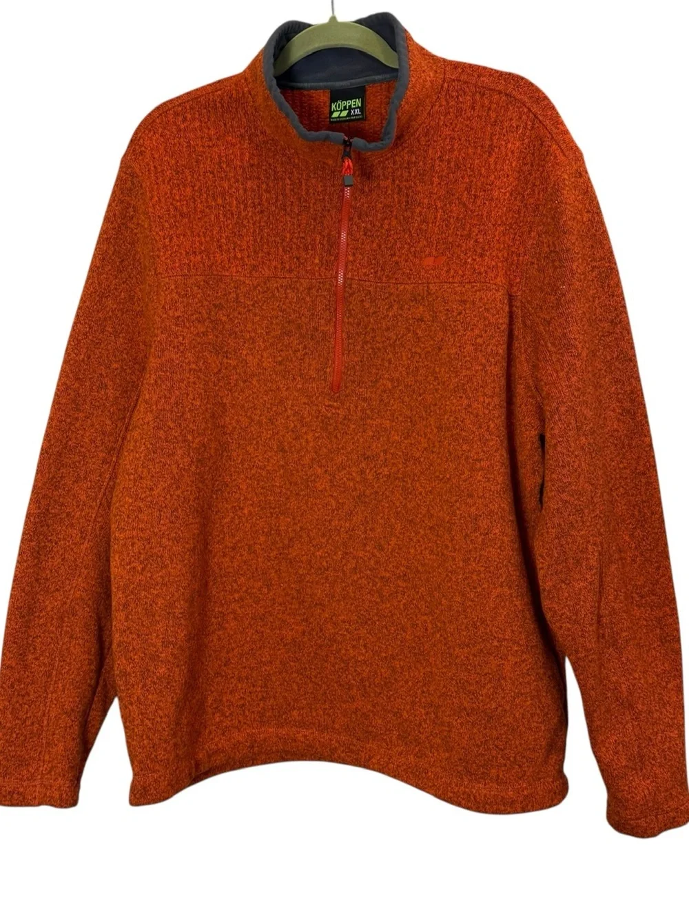 Koppen Men's Gorpcore Outdoors Rust Orange Black Marl Quarter-Zip Sweater sz XXL